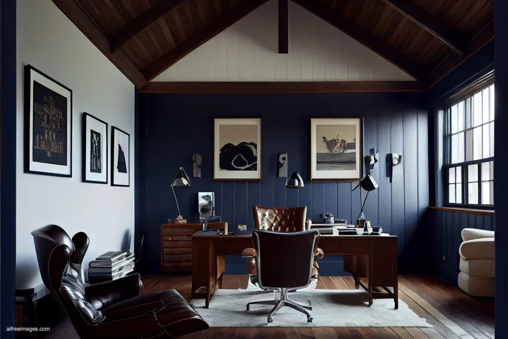 The gentleman study library with details 5 despacho oficina estudio biblioteca silla cuero moderno estilo ia 05