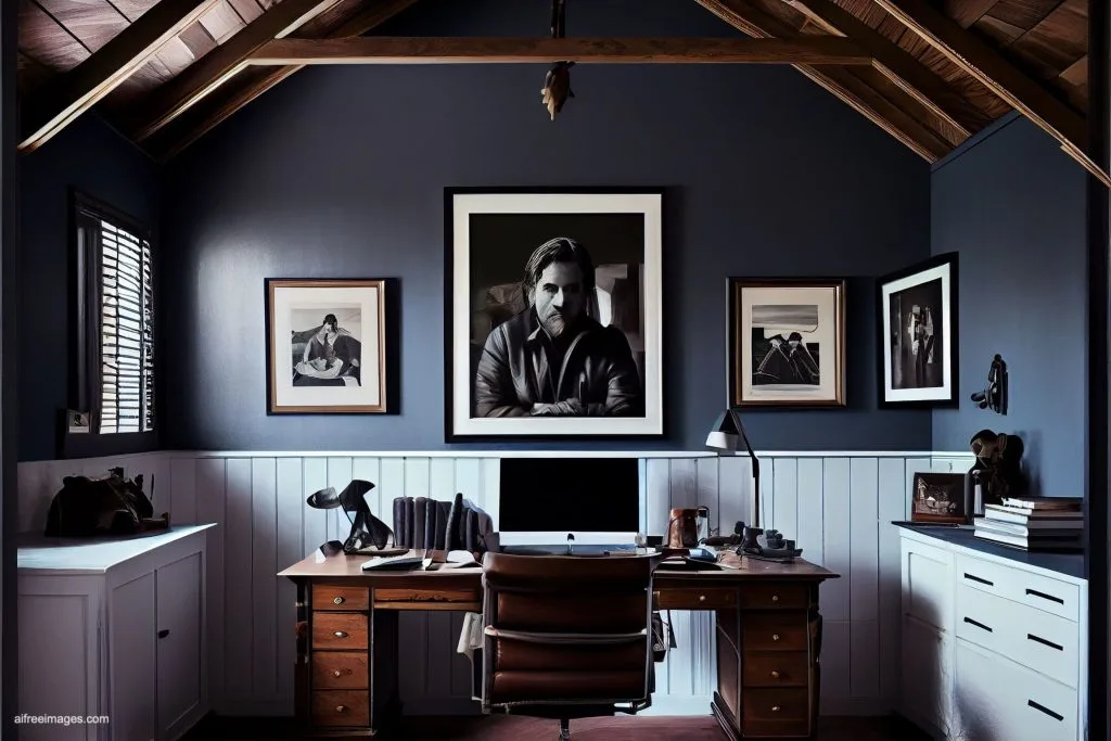 The gentleman study library with details 7 despacho oficina estudio biblioteca silla cuero moderno estilo ia 07