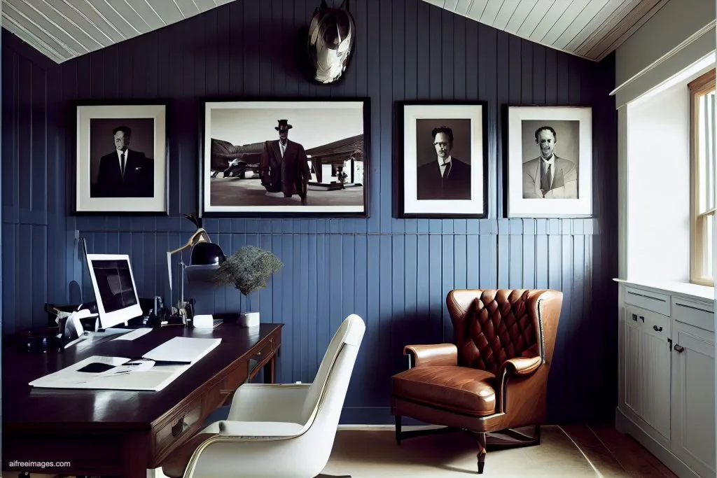 The gentleman study library with details 8 despacho oficina estudio biblioteca silla cuero moderno estilo ia 08
