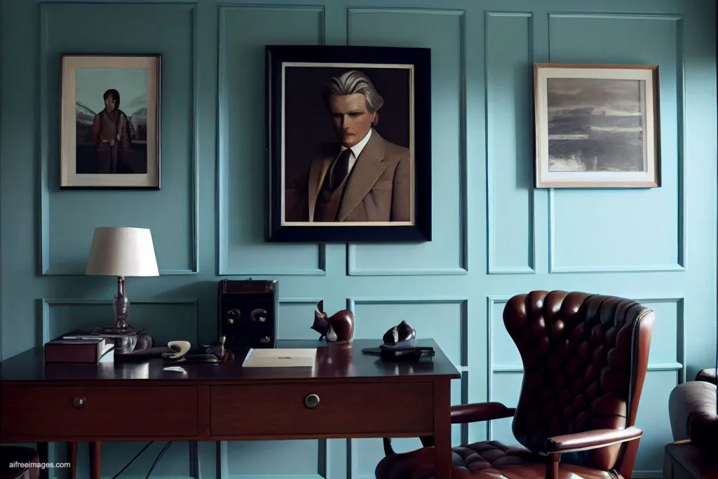 The gentleman study library with details 9 despacho oficina estudio biblioteca silla cuero moderno estilo ia 09