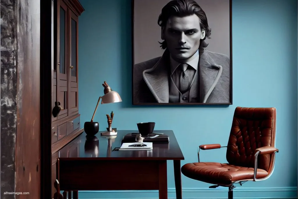 The gentleman study library with details 10 despacho oficina estudio biblioteca silla cuero moderno estilo ia 10