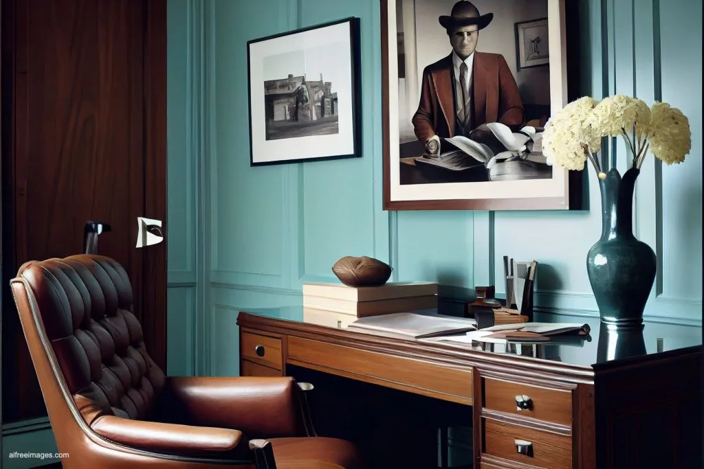 The gentleman study library with details 11 despacho oficina estudio biblioteca silla cuero moderno estilo ia 11