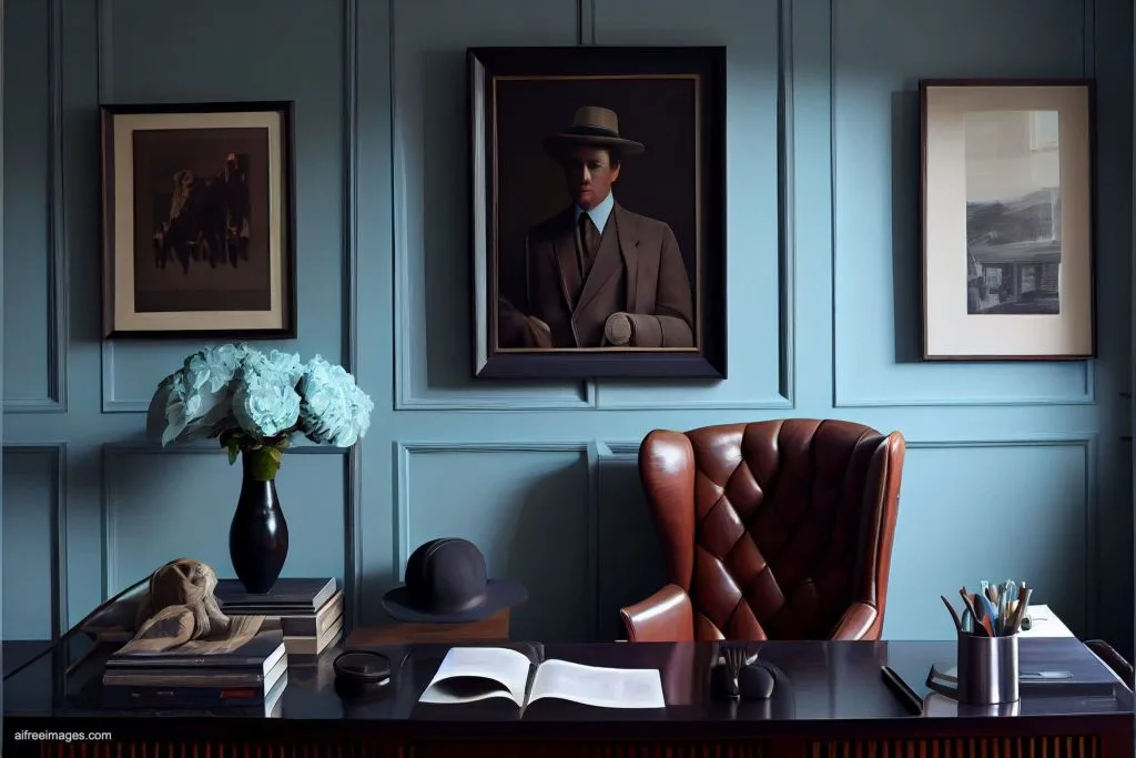 The gentleman study library with details 12 despacho oficina estudio biblioteca silla cuero moderno estilo ia 12