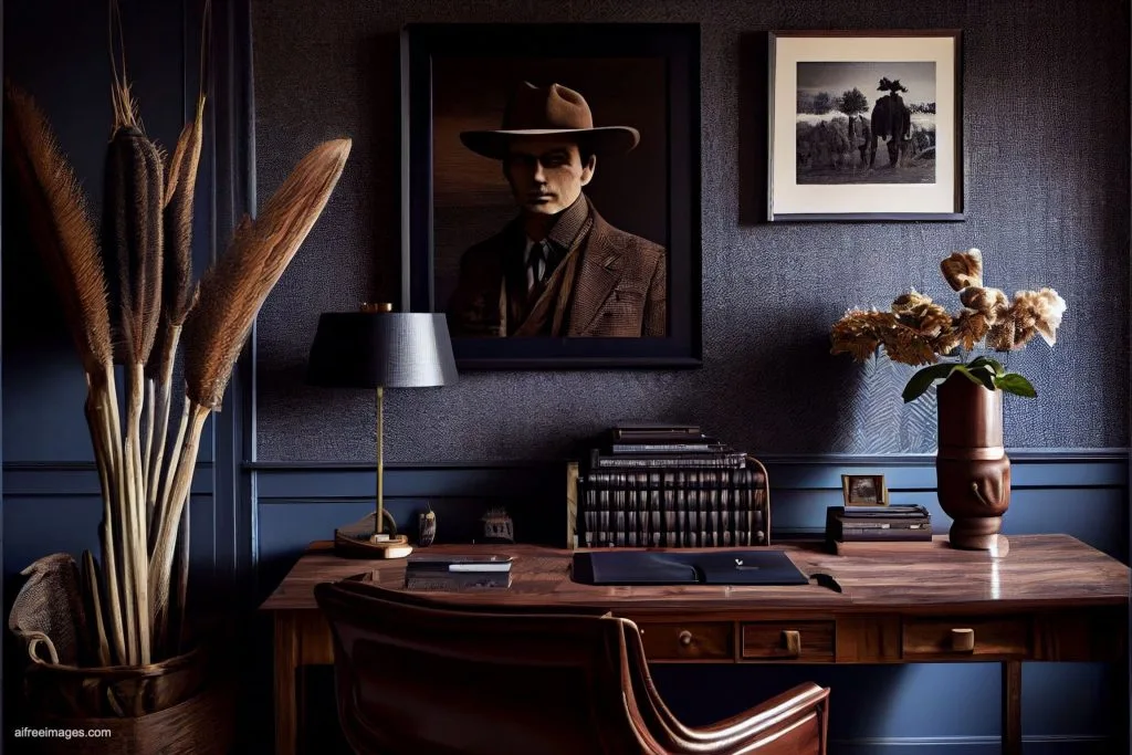 The gentleman study library with details 13 despacho oficina estudio biblioteca silla cuero moderno estilo ia 13
