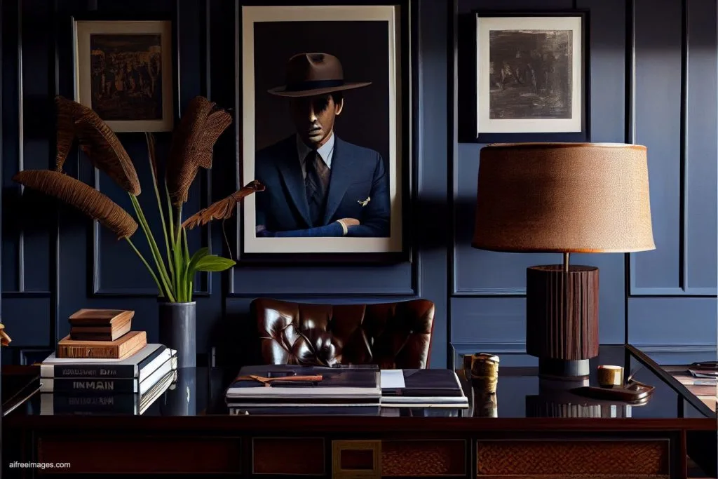 The gentleman study library with details 16 despacho oficina estudio biblioteca silla cuero moderno estilo ia 16