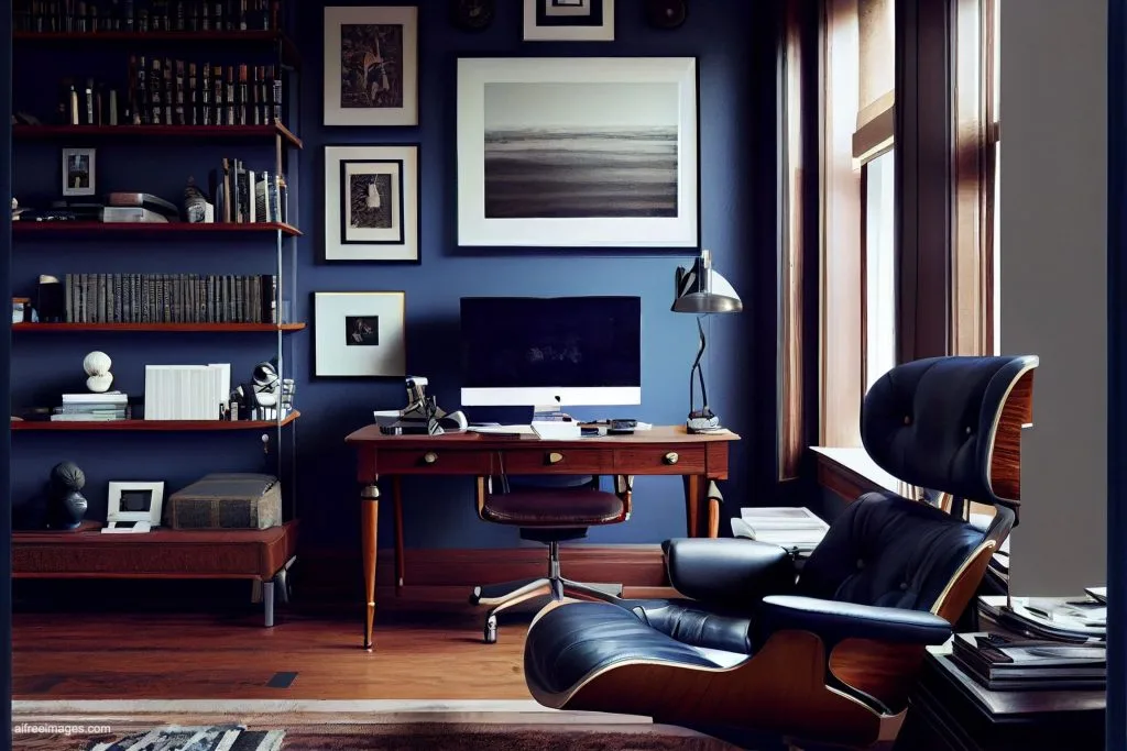 The gentleman study library with details 19 despacho oficina estudio biblioteca silla cuero moderno estilo ia 19