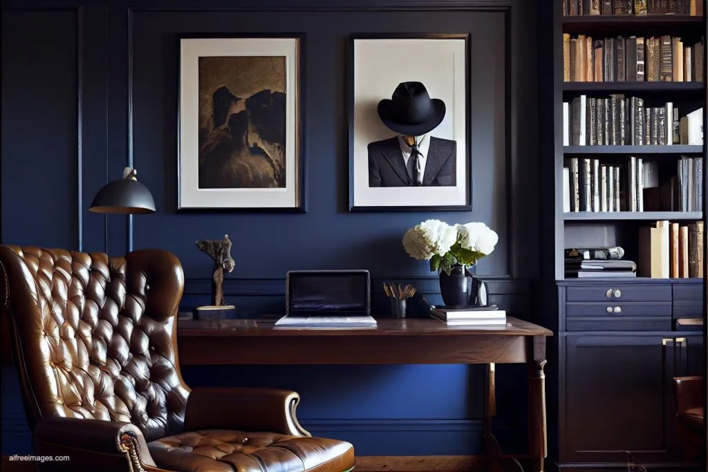 The gentleman study library with details 20 despacho oficina estudio biblioteca silla cuero moderno estilo ia 20