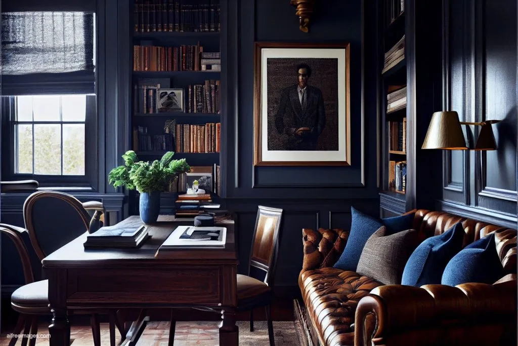 The gentleman study library with details 22 despacho oficina estudio biblioteca silla cuero moderno estilo ia 22