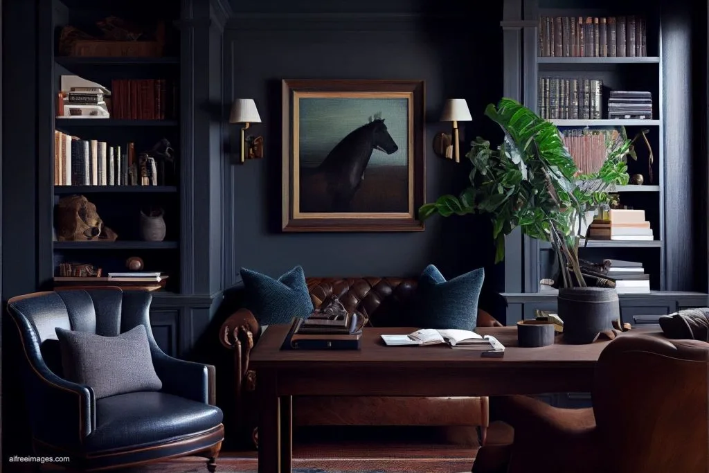The gentleman study library with details 24 despacho oficina estudio biblioteca silla cuero moderno estilo ia 24