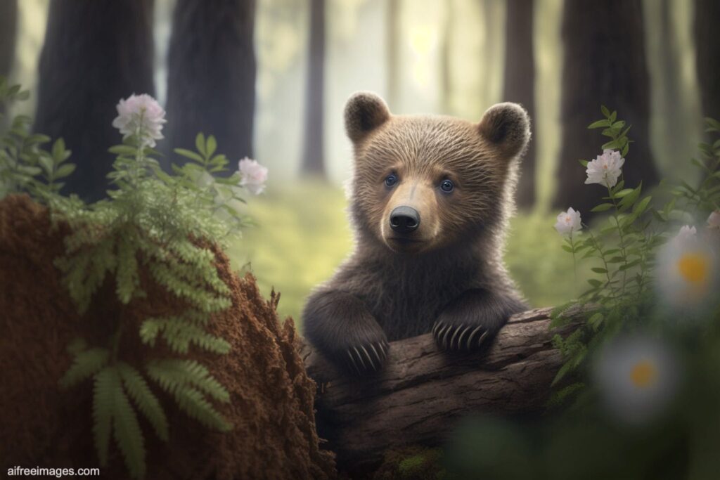 colorvivo adorably cute baby bear in the forest makro photography 4