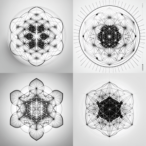 sacred geometry thin lines black on white background