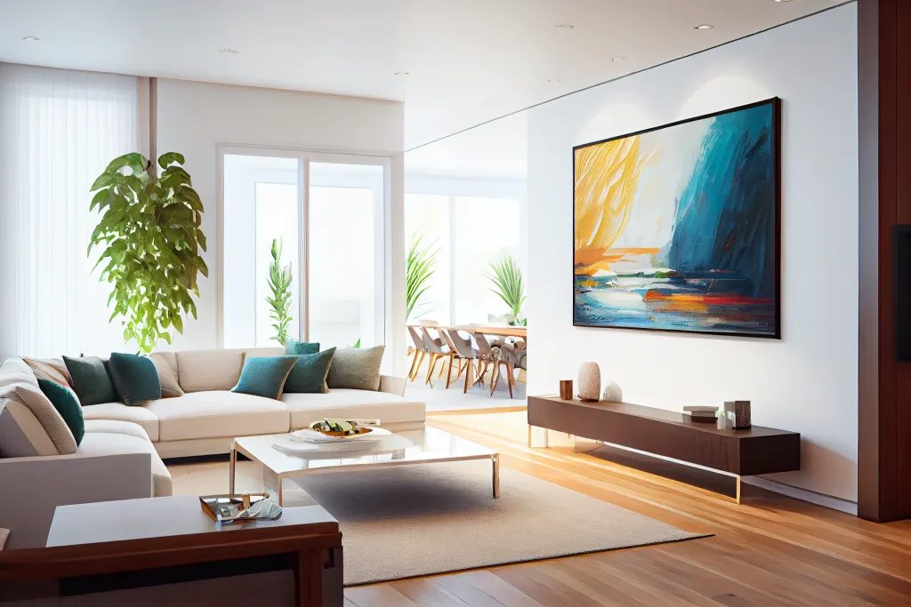 Architectural photo. Modern living room 2 colorvivo architectural photography of a large painting in a mo 070208f5 932d 42aa ae0a e5a5a89d4c18