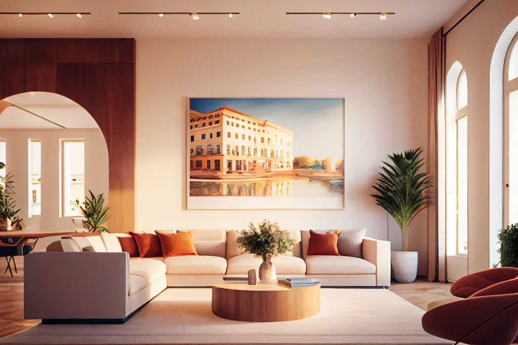 Architectural photo. Modern living room 3 colorvivo architectural photography of a large painting in a mo 14dac231 7bf5 4d7e 8d0d b935775fe67e