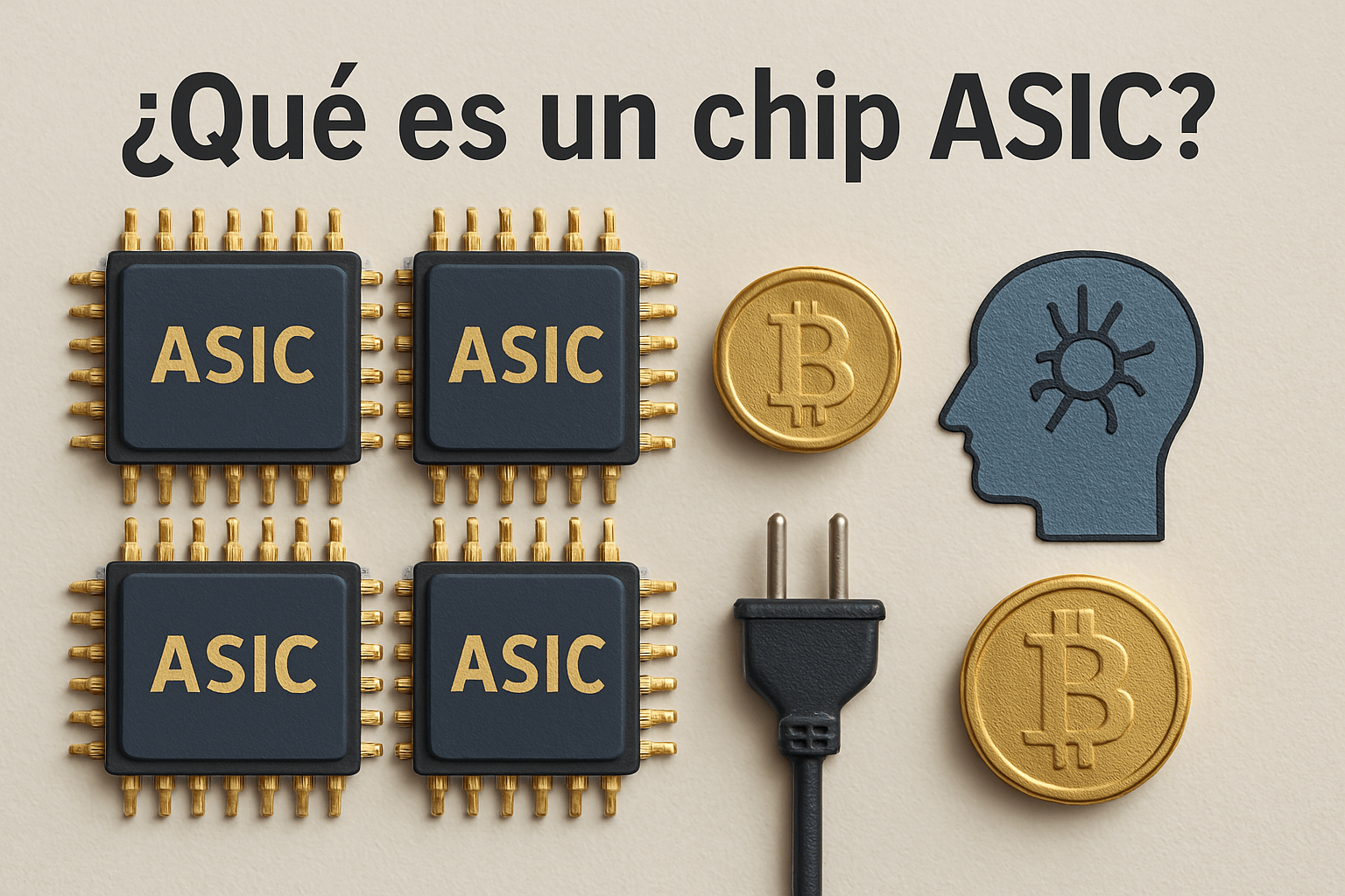 Realistic illustration of ASIC Chips with AI and cryptocurrency symbols ...